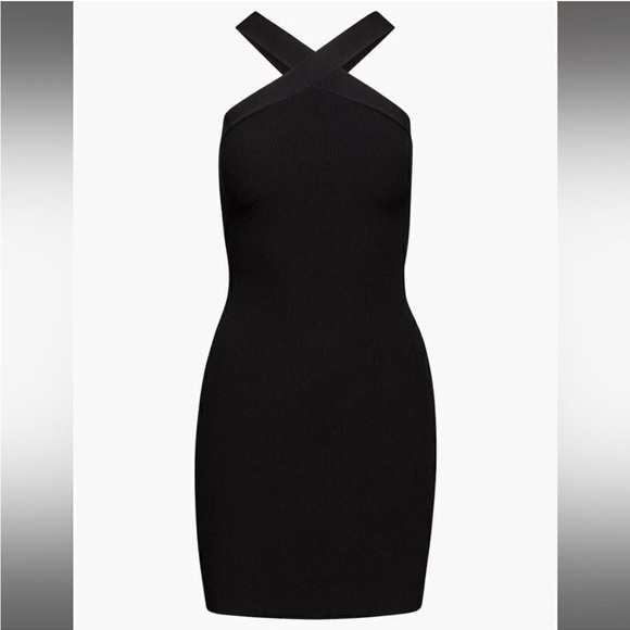 Aritzia Babaton Sculpt Criss Cross Ribbed Dress Black Size XS Sz XS Extra Small - Picture 3 of 6